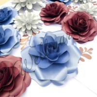 Бумажная роза для оформления "Сияние" синего цвета